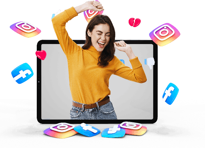 Girl on social media image illustration icon