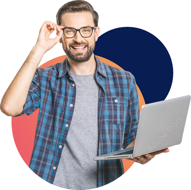 Man with laptop image illustration icon