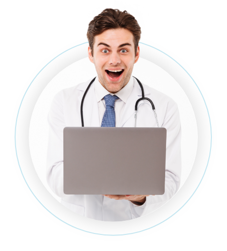 Doctor with laptop image illustration icon